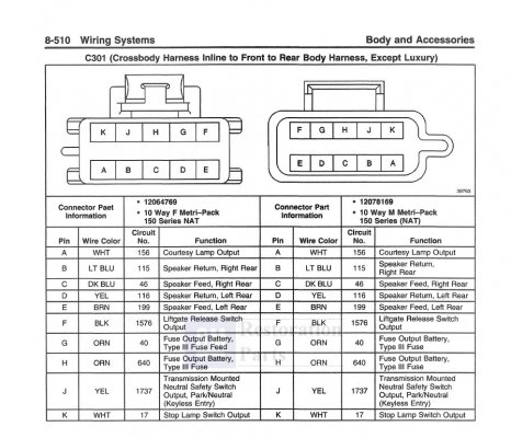 '99 C301 pinout (standard) - 99 Chevrolet & GMC CK Truck SM - Vol. 3 & 4.jpg