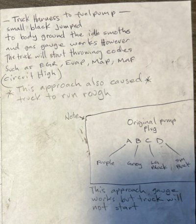 Owner's troubleshooting notes during fuel gauge vs engine operation (detail).jpg