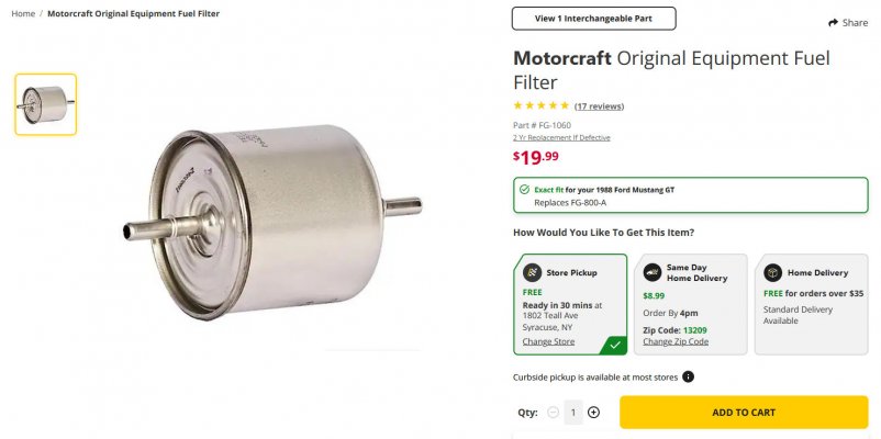 Fiesta upgrade - 5 Oh high capacity Motorcraft Original Equipment Fuel Filter FG-1060.jpg