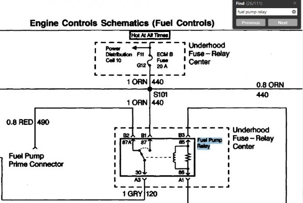 '98 Fuel Pump Relay wiring diagram orange power path to pin 87 - 1998_GMT-98_CK-3_SERVICE_MANU...jpg