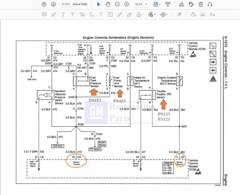 '98+ sensor grounds for multiple 'High' DTCs (arrows) - 99 Chevrolet & GMC CK Truck SM - Vol. ...jpg