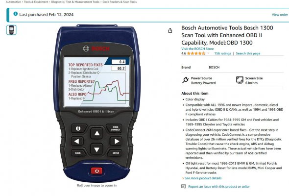 Purchased 12Feb2024 screen -  Bosch Automotive Tools Bosch 1300 Scan Tool with Enhanced OBD II...jpg