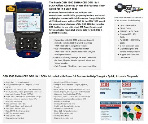 Bosch Automotive Tools Bosch 1300 Scan Tool with Enhanced OBD II Capability, ModelOBD 1300.jpg